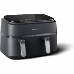 Friteuse sans huile - PHILIPS - NA351/00 - Airfryer S&eacute;rie 3000 double panier 9L - 8 pr&eacute;r&eacute;glages - 2750W - Noir/Argent juoda