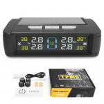Saulės automobilio TPMS padangų slėgio signalizacija Skaitmeninis spalvingas ekranas 4 i&scaron;oriniai jutikliai, atsparūs vandeniui padangų slėgio stebėjimo sistema dėžutėje