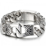 Sunkus Nerūdijančio Plieno Vyri&scaron;kas Apyrankė Homme 18MM Kubieti&scaron;ko Pynimo Grandinėlė Vyri&scaron;kos Apyrankės Vyrams Ant Rankos Juostos Totemas Vikingų Papuo&scaron;alai 19.5CM sidabras