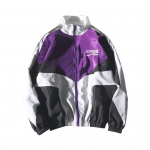 Pavasarinė Rudeninė Plona Vyri&scaron;ka Hip-hop Stiliaus Užtrauktuku Spalvų Blokavimo Striukė Vėjo Striukė Streetwear Apykaklė Raidžių Striukė M violetinė