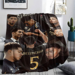 Jude Bellingham spausdinta flanelinė antklodė, mink&scaron;tas pledas miegamojo sofai, skalbiama, futbolo gerbėjų atributika, puiki dovana. 130cm x 150cm