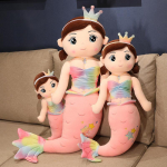 60-130cm Kawaii Karūnos Undinėlės Pliu&scaron;inė Pagalvė Mielos Undinėlės Mergaitės Lėlės Kim&scaron;tas Mink&scaron;tas Pagalvėlė Vaikams Kūdikiams Gimtadienio Dovanos 60cm beige
