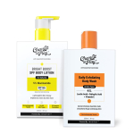 Chemist At Play Bright Boost SPF Kūno Losjonas & &Scaron;veičiamasis Kūno Prausiklis Rinkinys | 5% Niacinamidas, SPF 50+ PA++++ | Pa&scaron;alina Rudo Įdegio Efektą & Kovojanti Su Spuogais | 24 Valandų M yellow