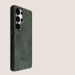 Prabangus odinis magnetinis dėklas, skirtas Samsung Galaxy S26 Ultra S24 Plus S25U, Premium paprastas zom&scaron;inis su metaliniu objektyvo žiedu S24 Plus gray