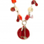 Les Tr&eacute;sors De Lily [E5753] - Collier Cr&eacute;ateur 'Les Souvenirs du Pass&eacute;' Rouge Argent&eacute; raudona