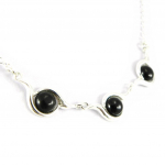 Les Tr&eacute;sors De Lily [H3478] - Collier Argent 'D&eacute;esse Noir de Jais' noir argent&eacute; (rhodi&eacute;) - 5 mm