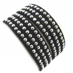 Les Tr&eacute;sors De Lily [N3053] - Bracelet Cr&eacute;ateur 'Scarlett' noir argent&eacute; (clous)
