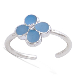 Bague argent enfant 'Flora' bleu (rhodi&eacute;) - 9x9x mm 46 sidabras