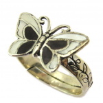Les Tr&eacute;sors De Lily [P2538] - Bague Argent 'Papillon des Songes' noir blanc nacr&eacute; juoda