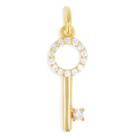 Les Tr&eacute;sors De Lily [Q2689] - Pendentif plaqu&eacute; or 'Cl&eacute; des Possibles' blanc dor&eacute; - 20x8 mm balta