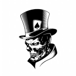 11,3 x 17,6 CM Puikus Džokeris Skeletas Kaukolė Žaidimų kortos Pokerio Monster Hat automobilio lipdukas 1 juoda