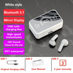 Naujos TWS Bluetooth 5.1 ausinės 3500mAh įkrovimo dėžutė belaidės ausinės 9D stereofoninės sportinės vandeniui atsparios ausinės ausinės HIFI stereofoninės IPX7 balta