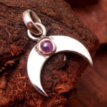 Reiki pakabukas, sidabrinis pakabukas, mėnulio pakabukas, ametisto pakabukas 925 sterlingų sidabro papuo&scaron;alai, Motinos dienos dovana, brangakmenių pakabukas violetinė