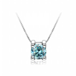 BagueRingen Real 2,0 ct moissanite kaklo pakabukas moterims Auk&scaron;čiausios kokybės 925 sterlingų sidabro vestuvių vakarėlio vestuviniai puikūs papuo&scaron;alai 2.0CT mėlyna