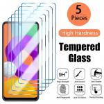 5 vnt. pilno dangčio grūdintas stiklas, skirtas Samsung Galaxy A02 A12 A13 A22 A32 A42 A52 A72 A82 S8 S9 Plus S10 9H kietumo grūdinto stiklo ekrano apsauga Redmi 9A gryna