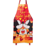 Disney [A2006] - Tablier cr&eacute;ateur coton 'Mickey & Minnie' orange (love sweet love) - 88x60 cm