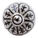 Les Tr&eacute;sors De Lily [A3132] - Bouton meuble c&eacute;ramique 'Boho' gris noir argent&eacute; - 60x40 mm pilka