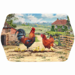Les Tr&eacute;sors De Lily [A3591] - Petit plateau m&eacute;lamine 'Le Coq et la Poule' blanc noir - 20x14 cm įvairiaspalvis