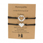 1 pora mamos dukters stilingos nerūdijančio plieno apyrankės, reguliuojamos Motinos dienai juoda