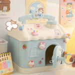 Miela namų pinigų dėžutė su 3D lipduku Kawaii Piggy Bank vaikams Suaugusiesiems Didelio dydžio taupymo dėžutė monetoms Banknotai Gimtadienio dovana one size mėlyna