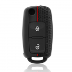 Skirta VW Golf Polo SKODA SEAT silikoninis 2 mygtukų raktų dėklas, nuotolinio valdymo pulto dangtelis juoda