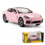 1/32 mastelio Panamera lydinio metalo liejamas automobilio modelis su garsu ir &scaron;viesa, atitraukiamas žaislinis modelis, imitacinės transporto priemonės, automobilių modelių dovana vaikams, kolekcija 1/32-15.5x7x4.5cm rožinė