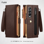 Prabangus užtrauktuku piniginės rie&scaron;o dirželis telefono dėklas, skirtas Samsung Galaxy Z Fold 4 Fold5 5G ekrano apsauga Crad lizdo ra&scaron;iklio laikiklis odinis dangtelis