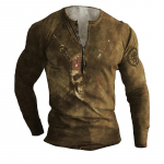 Vintažiniai V formos i&scaron;kirptės vyri&scaron;ki mar&scaron;kinėliai ilgomis rankovėmis 3d Print Navigation Henley mar&scaron;kinėliai Hip Hop megztinis Oversized mar&scaron;kinėliai Vyri&scaron;ki gatvės drabužiai 6XL