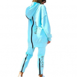 Moteri&scaron;kas sportinis kostiumas &scaron;iltas sportinis apranga iki kulk&scaron;nies ruduo žiema Moterų gobtuvas Paltas bėgimo kelnės kostiumas kasdieniai drabužiai L &scaron;viesiai mėlyna spalva