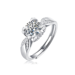 Bague Ringen Silver S925 rinkinys su 1ct Mossan Stone Swallow Tail Bull Head Moteri&scaron;kas žiedas Trend reguliuojamas