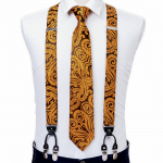 &bdquo;Fashion 6 Clip&ldquo; vyri&scaron;ki kaklarai&scaron;čio kelnaičiai, 3,5 cm pločio reguliuojamas elastinis dirželis raudonos petne&scaron;os pakabos &scaron;ilko kaklarai&scaron;čio rinkinys BJ-2013,N-0988