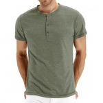 Nauji vyri&scaron;ki mar&scaron;kinėliai Henry Neck Fashion Design Slim Fit Solid mar&scaron;kinėliai Vyri&scaron;ki mar&scaron;kinėliai trumpomis rankovėmis vyri&scaron;ki mar&scaron;kinėliai M
