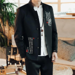 2 vnt. komplektas, kostiumas, paltas kelnės, madingi vyri&scaron;ki, kasdieniai, prabangūs, stovintys apykaklės, kini&scaron;ko stiliaus, lininiai sukneliai, &scaron;varkai, kelnės XXXXXL