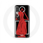 Coque pour Samsung Galaxy A50 Squid Game logo symboles triangle carre cercle Fond Noir