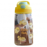 780ml gertuvė, animacinis ra&scaron;tas, nepralaidi, plastikinė, vaikams, studentams, su &scaron;iaudeliu, sportui geltona