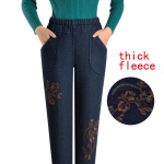 Vidutinio amžiaus moteri&scaron;ki drabužiai žiemai ir rudeniui plius vilnoniai džinsai moteri&scaron;ki auk&scaron;tu juosmeniu laisvi mamos drabužiai močiutės drabužiai didesnio dydžio moteri&scaron;kos kelnės