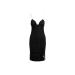 Adidas Originals Slim Fit Apatinio trikotažo suknelė su &scaron;onine juostele ir rai&scaron;teliu Moteri&scaron;kos suknelės Juoda HK5084 S-M