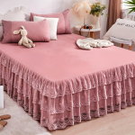 Pavasario ir vasaros nėriniuotas lovos sijonas Vienvietis princesės nėrinių &scaron;lifuotas čiužinys Neslystantis apsauginis užvalkalas lovatiesė Dovana 180*200cm 3pcs
