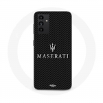 Coque Maniacase pour Samsung Galaxy A34 5g maserati blanc fond carbonne