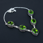 Peridot brangakmenių rankų darbo 925 sterlingų sidabro karoliai, senoviniai papuo&scaron;alų karoliai, peridoto karoliai moterims, gimimo akmenų papuo&scaron;alų dovanos 20 žalia