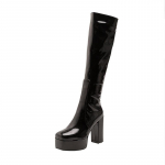 Q/Women's high-heeled boots, autumn and winter waterproof platform, thick heel, large-sized, colored boots