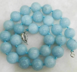 New 10mm Brazilian Aquamarine round Gem Necklace 18&ldquo;