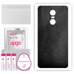apgo Protective Skin Sticker for the back compatible with Lenovo K6, Wrap Film, Foil, Vinyl - Pattern Black Leather