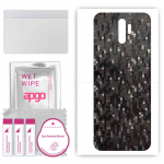 apgo Protective Skin Sticker for the back compatible with Oppo A11, Wrap Film, Foil, Vinyl - Pattern Carbon Black Pixel