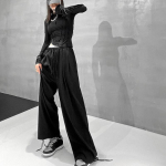 Negabaritinės pilkos sportinės kelnės, moteri&scaron;kos korėjieti&scaron;kos mados juodos bėgiojimo vienspalvės sportinės kelnės laisvos plačios kelnės moteri&scaron;kos