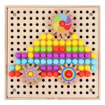 Mosaic Plug-in žaidimas 3D su Gears, Mosaic Pegboard Forks, Ankstyvojo ugdymo plug-in žaidimas, Įjungiamas žaidimas Vaikystės dovana i&scaron; berniukų ir mergaičių (180 vienetų) 23.5*23.5*4.5cm