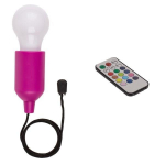 Lampe r&eacute;tro bulbe &agrave; piles LED multicolore avec t&eacute;l&eacute;commande
