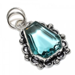 Swiss Blue Topaz Gemstone 925 Sterling Silver Jewelry Pendant 1.69 p0z96