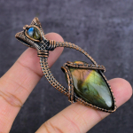 Natural Labradorite Gemstone Copper Wire Wrap Jewelry Pendant 3.07 b9l43