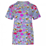 Moterų slaugytojos uniforma trumpomis rankovėmis V formos i&scaron;kirpte Darbo drabužiai su gėlių ra&scaron;tais Darbo uniforma Moteris Laisvalaikio medicinos klinikos slaugytojos palaidinės mar&scaron;kiniai 5XL